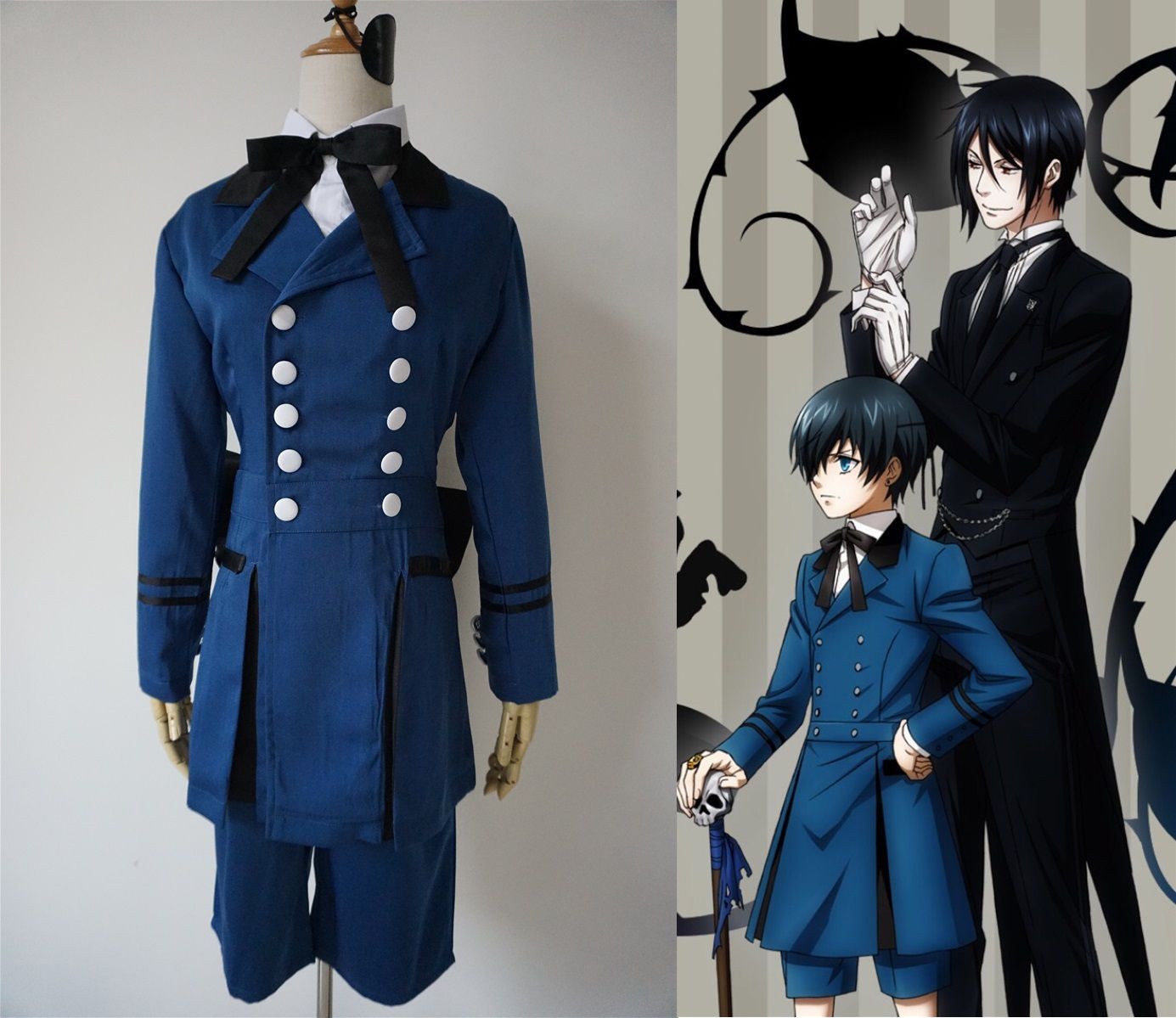 New Anime Black Butler Ciel Phantomhive Cosplay Blue Uniform Outfits Carnaval Disfraces Halloween Costumes For Women Men Custom Any Size Anime Maid