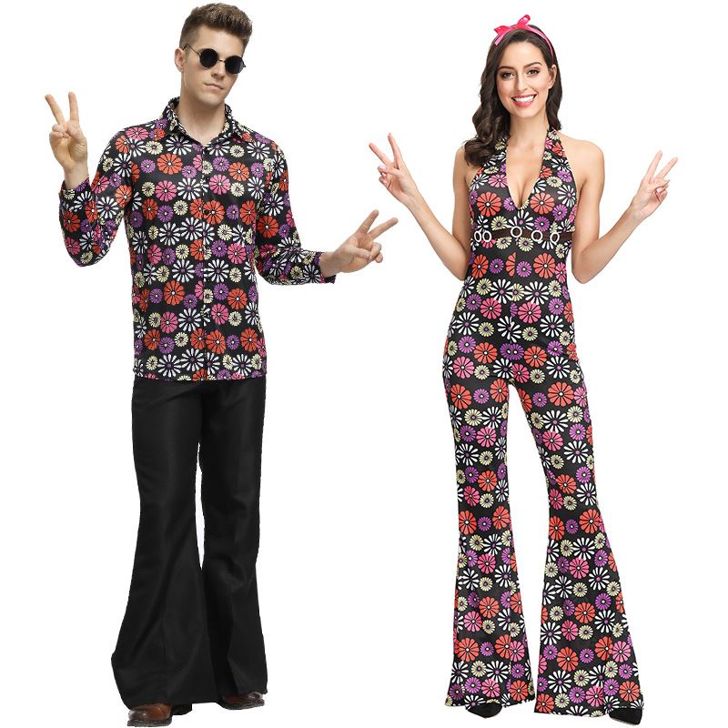 Mujeres 90s Disfraz HIP POP Outfits Hombres Mardi Gras Escenario Vintage Jumpsuit