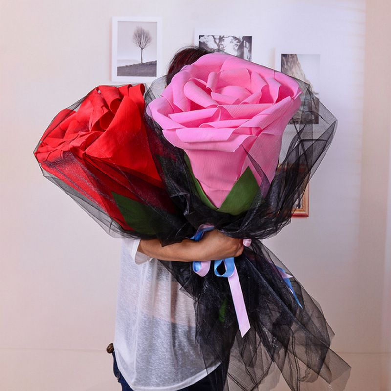 Simulation de cadeau de Saint-Valentin bouquet de fleurs artificielles géant  PE artificielle rose tête de fleur mariage rose décoration faux fleurs