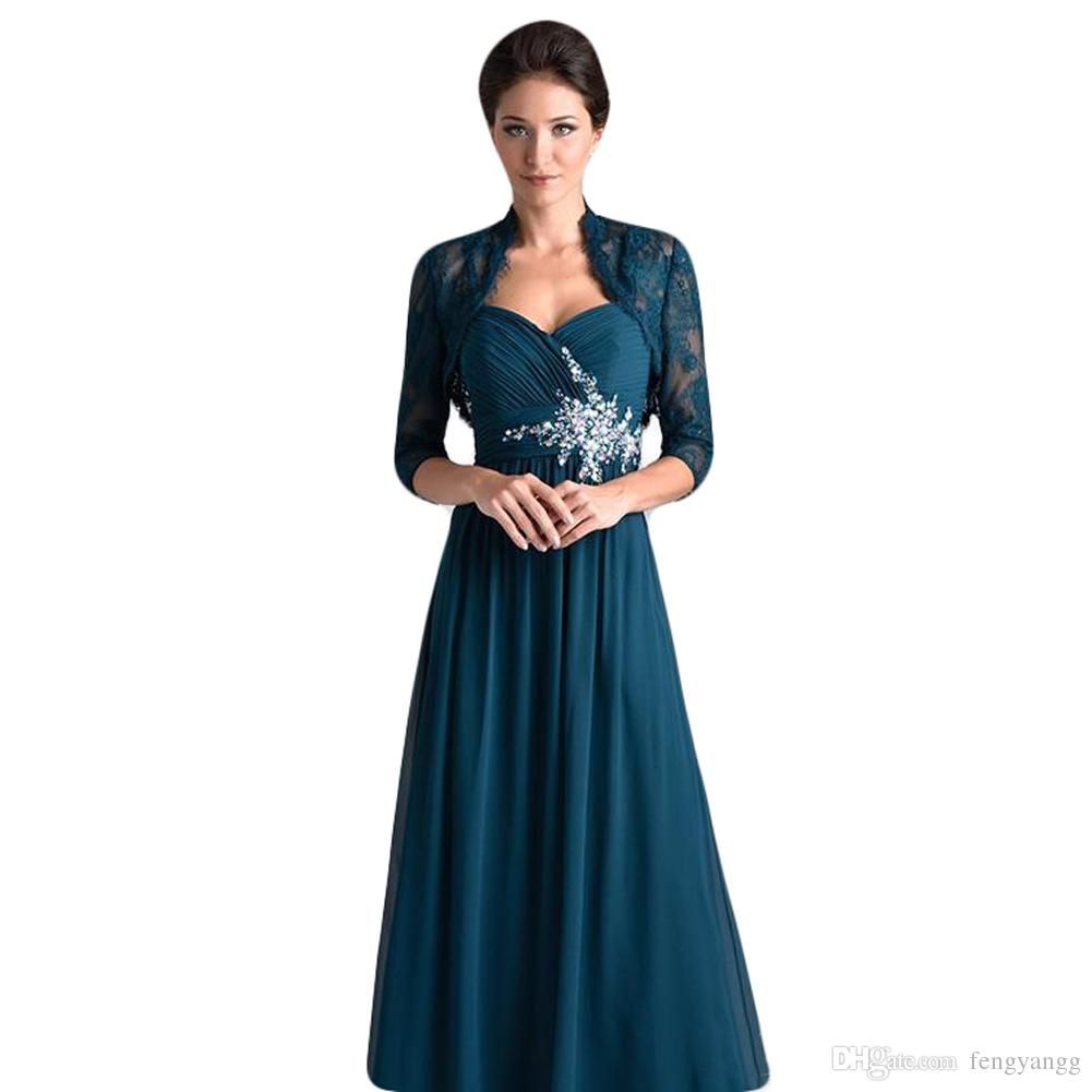 Long Chiffon Two Piece Set Mother Of The Bride Dresses With Lace Jacket Pleated Long Evening Gown Jessica Howard Mother Of The Bride Dresses Kleinfelds Mother Of The Bride Dresses From Bride East