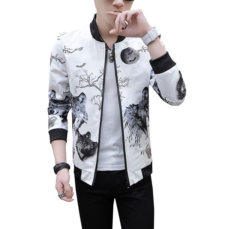 SSLR Mens Casual Lightweight Floral Softshell Bomber Jacket
