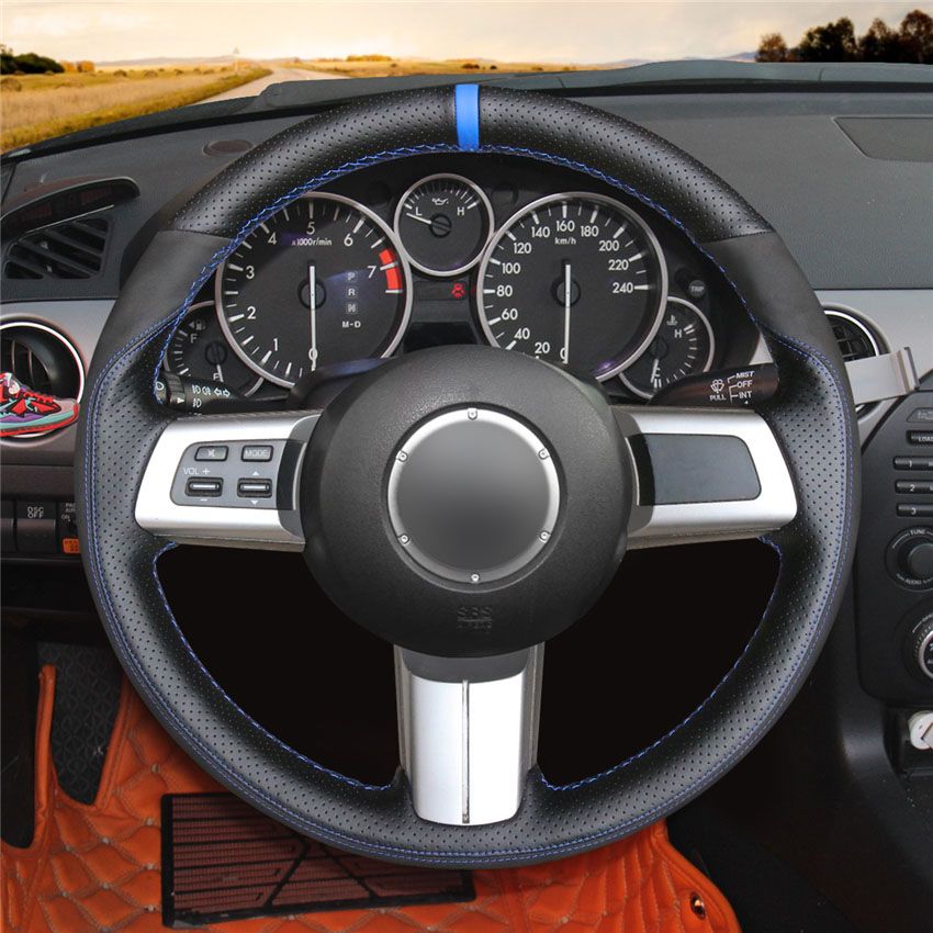 Hand Sewing Car Steering Wheel Cover For Mazda MX-5 2009-2014 RX-8 2013 CX-7 Hand Sewing Car Steering Wheel Cover For Mazda MX-5 2009-2014 RX-8 2013 CX-7