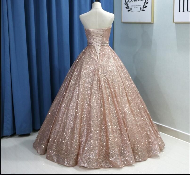 Fashion Rose Gold 2022 Prom Quinceanera Vestidos Cariño Corsé Cinta con  Crystal Long Homecoming Party Designer
