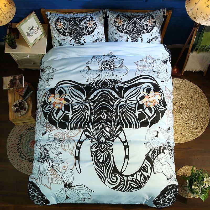India Comforter Bedding Sets Bohemian Kids 3d Pink Elephant Duvet