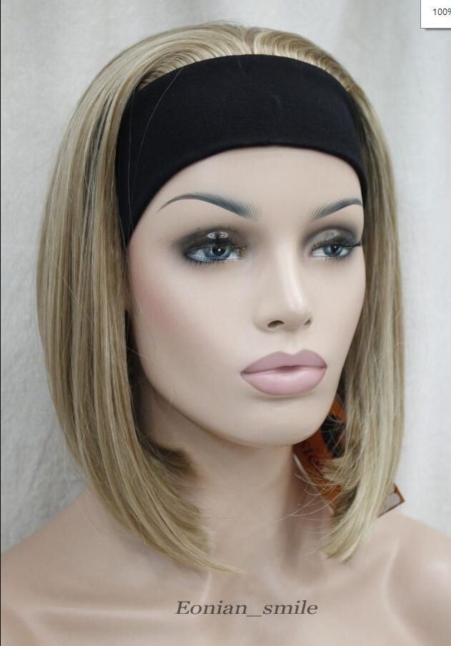 Wig Fashion Light Brown Blonde Mixed Cute With Headband Women 3 4