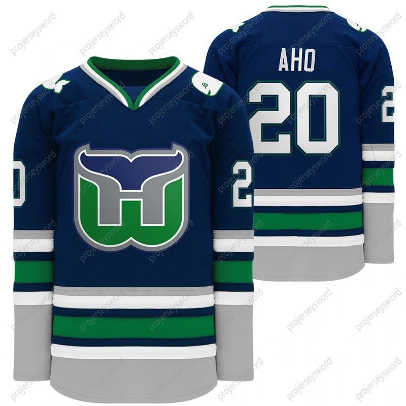 Mens Nhl Hartford Whalers #20 Aho Gray 2021 Reverse Retro