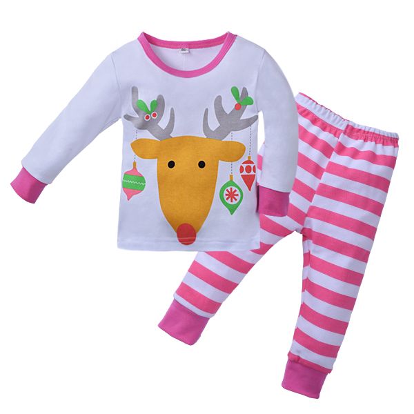 2021 Kids Christmas Pajamas Set Little Girls Cartoon Reindeer Pijamas Suits Baby Girl Full Sleepwear Childrens Pyjamas Pyjama Fille From Jfyshop 12 07 Dhgate Com