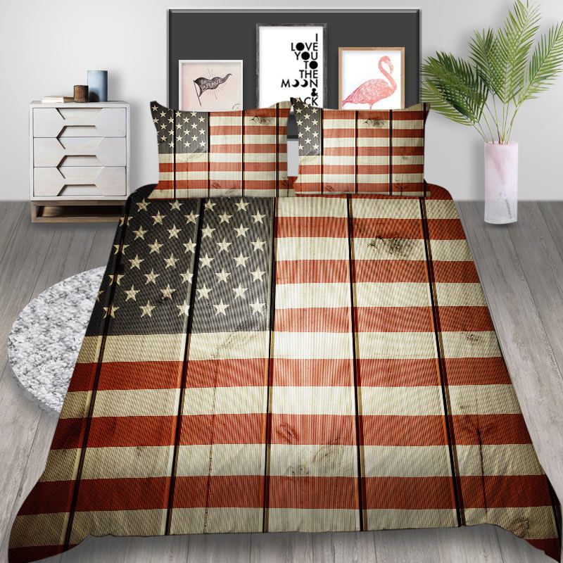 American flag bedding set 3pc queen size blue stripe usa flag duvet cover fourth of july independence day retro stripe usa flag quilt shompe skull bedding sets usa american flag twin size,3 piece red white stars stripes duvet cover sets for teens boys girls bedroom decor. american flag bedding set double size