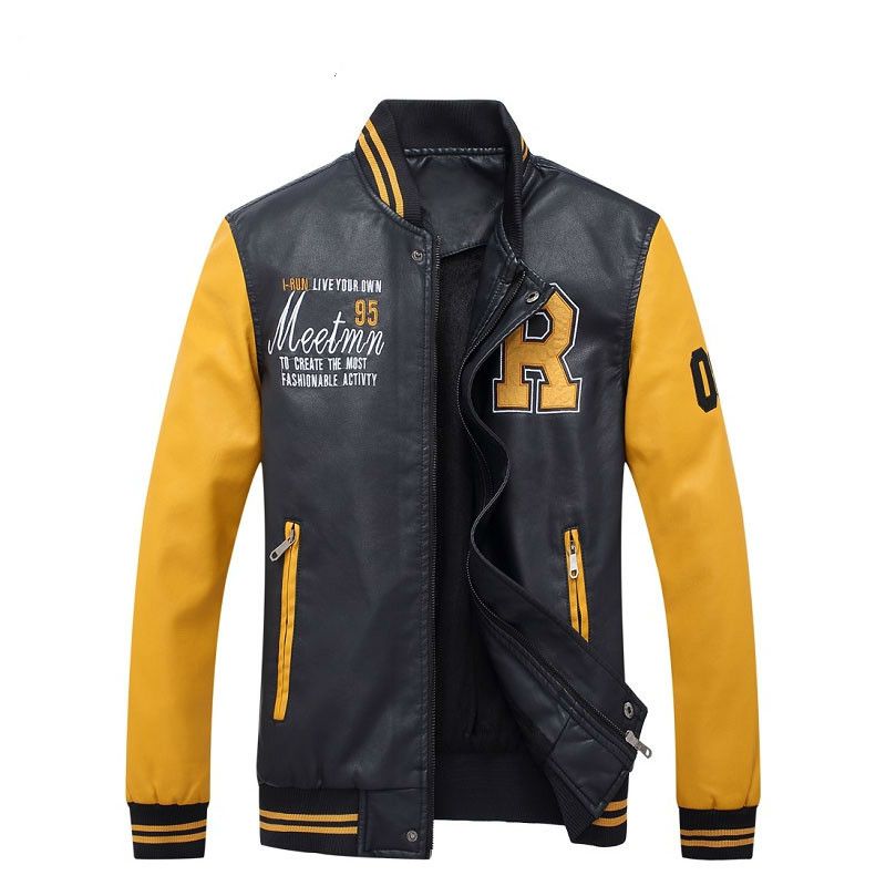 Nueva promoción de moda al aire libre chaquetas de los hombres de cuero imitación masculina