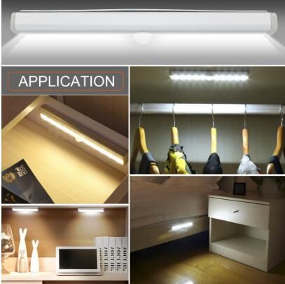 LED Kabine Işık Altında PIR Hareket Sensörü Lambası ile 6/10 LED'ler 98 / 190mm Aydınlatma Gardırop Dolap Dolap Mutfak Gece Lambası için