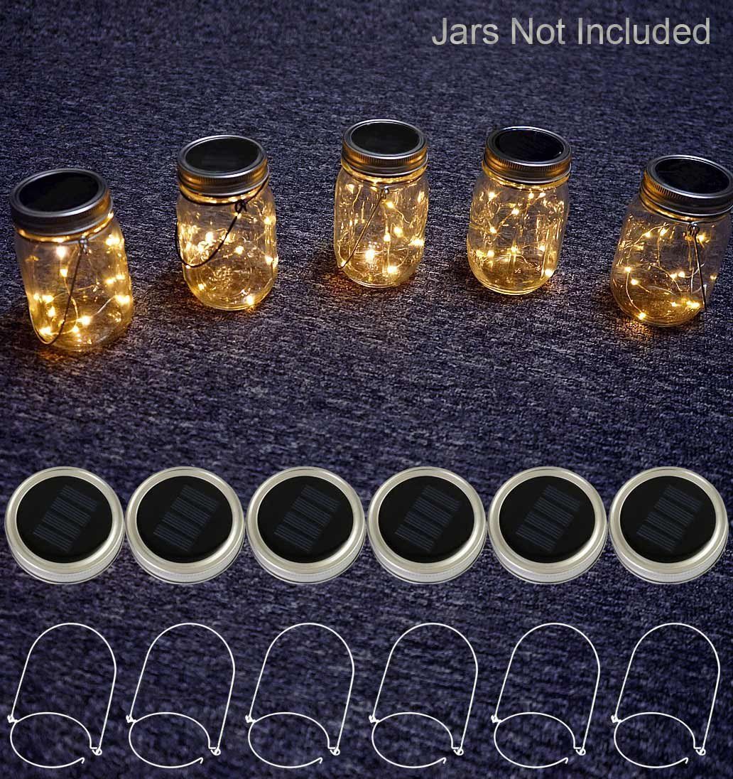 3-Pack Mason Jar Luces 20 LED Lámpara Solar Cadena De Hadas Tapas insertar Decoración Blanco 