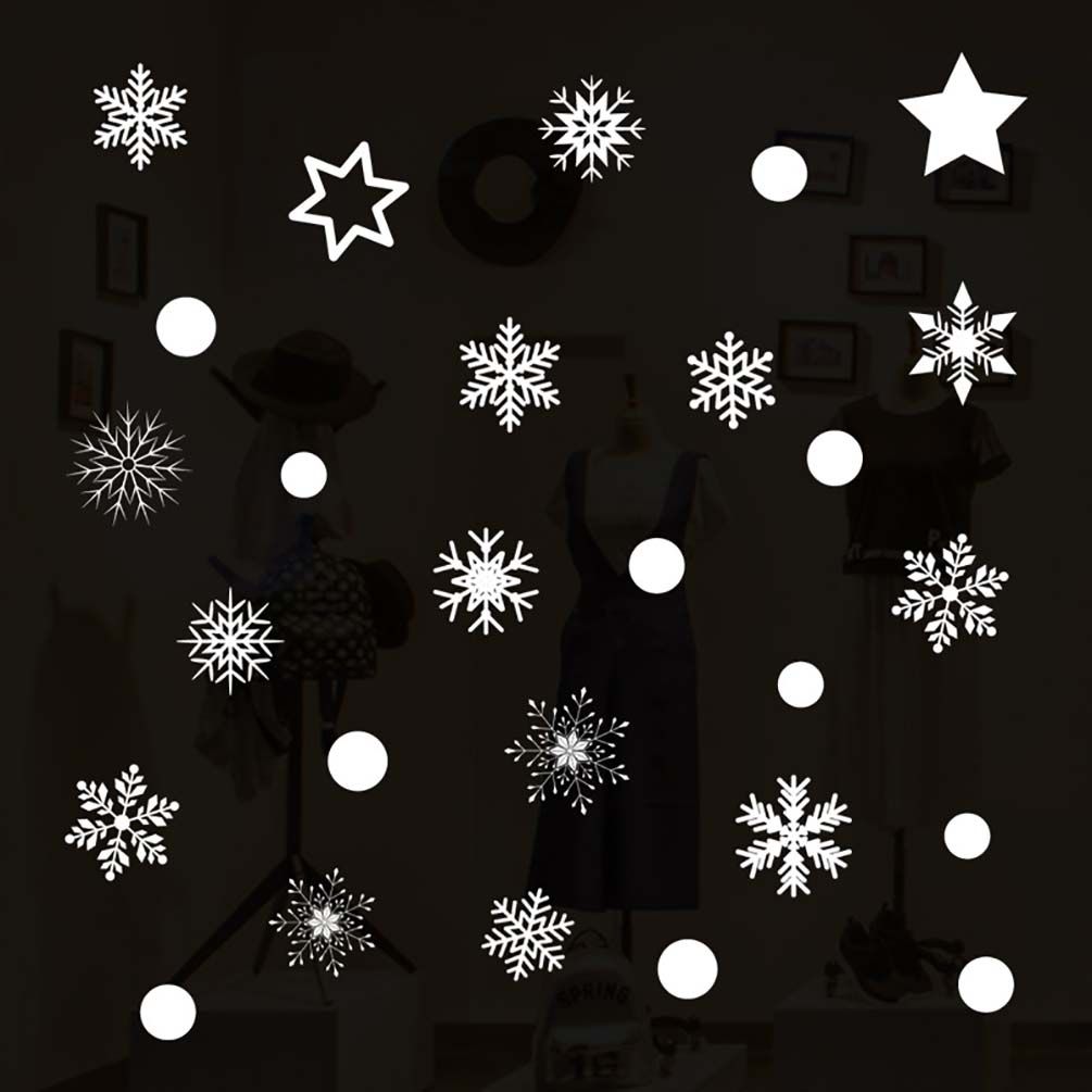 90PCS Christmas Snowflake Window Stickers Clings Decorations White Xmas Decals 