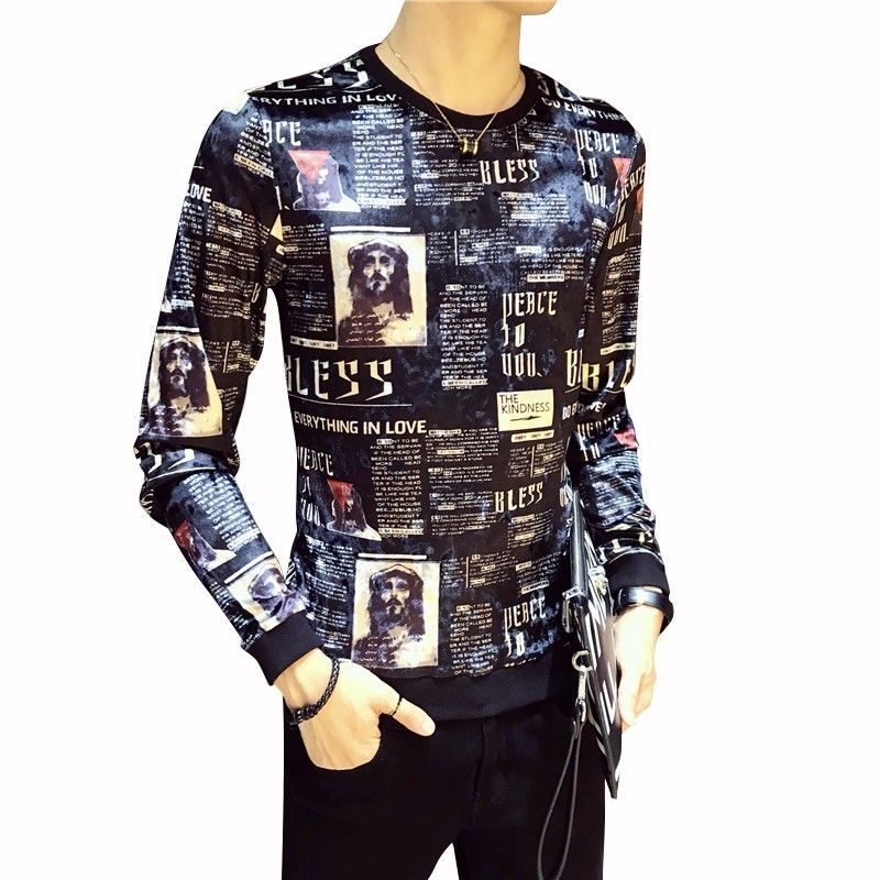 Long Sleeve Velvet Print T-Shirt Top 