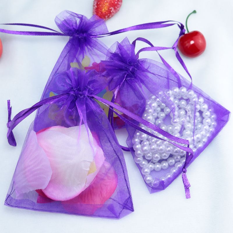 2021 Organza Bags Wholesale 11x16cm Deep Purple Organza Tull Sheer