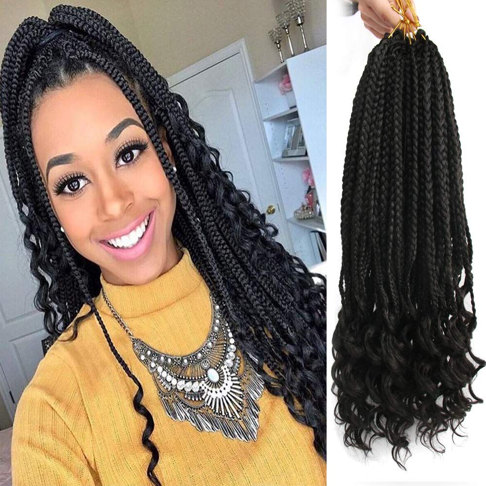 20 Crochet Hair Black Box Braids With Curly Ends Ombre Brown Kanekalon  Loose Wave Synthetic 20 Inch Box Hair For Braiding Hair Extensions From ...