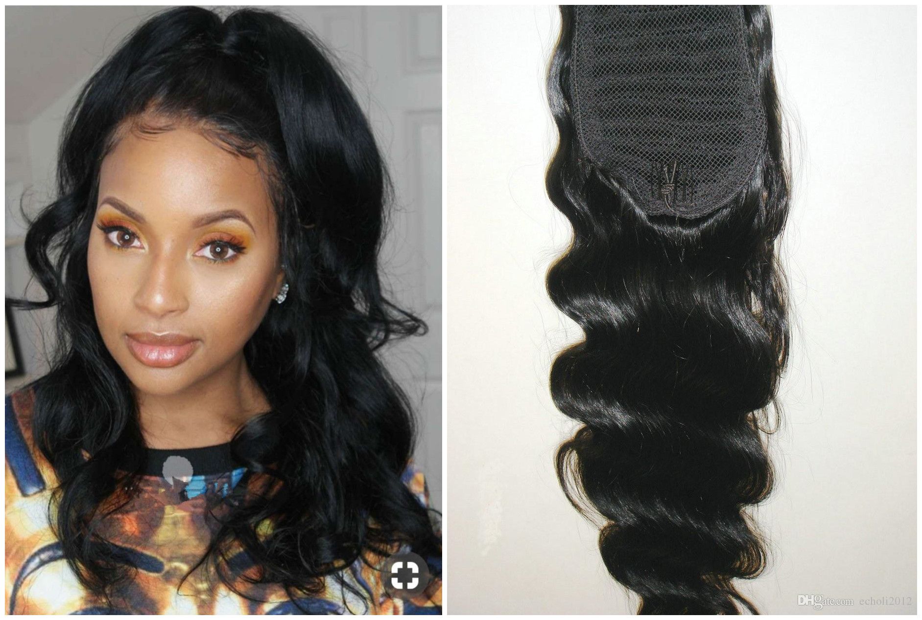 Rihanna inspired #1 jet black wet wavy drawstring pony tail human hair Long high natural wavy Rihanna inspired #1 jet black wet wavy drawstring pony tail human hair Long high natural wavy