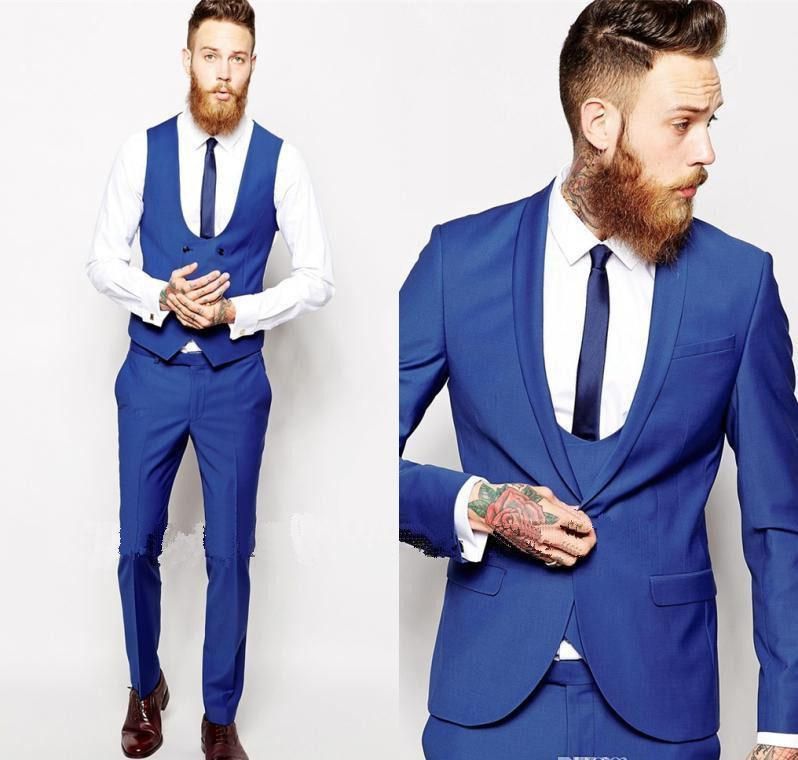 royal blue coat pant with white shirt