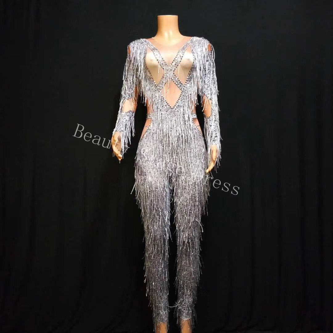 long sleeve tassel jumpsuit
