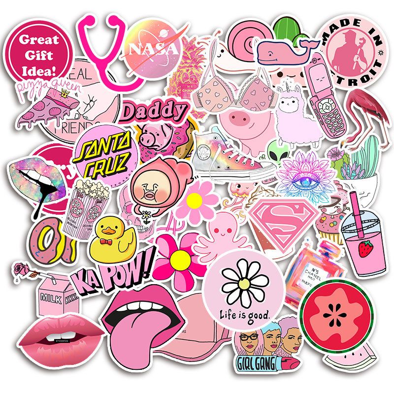 2020 Vsco Girls Stickers Waterproof Pink Car Sticker For Fridge