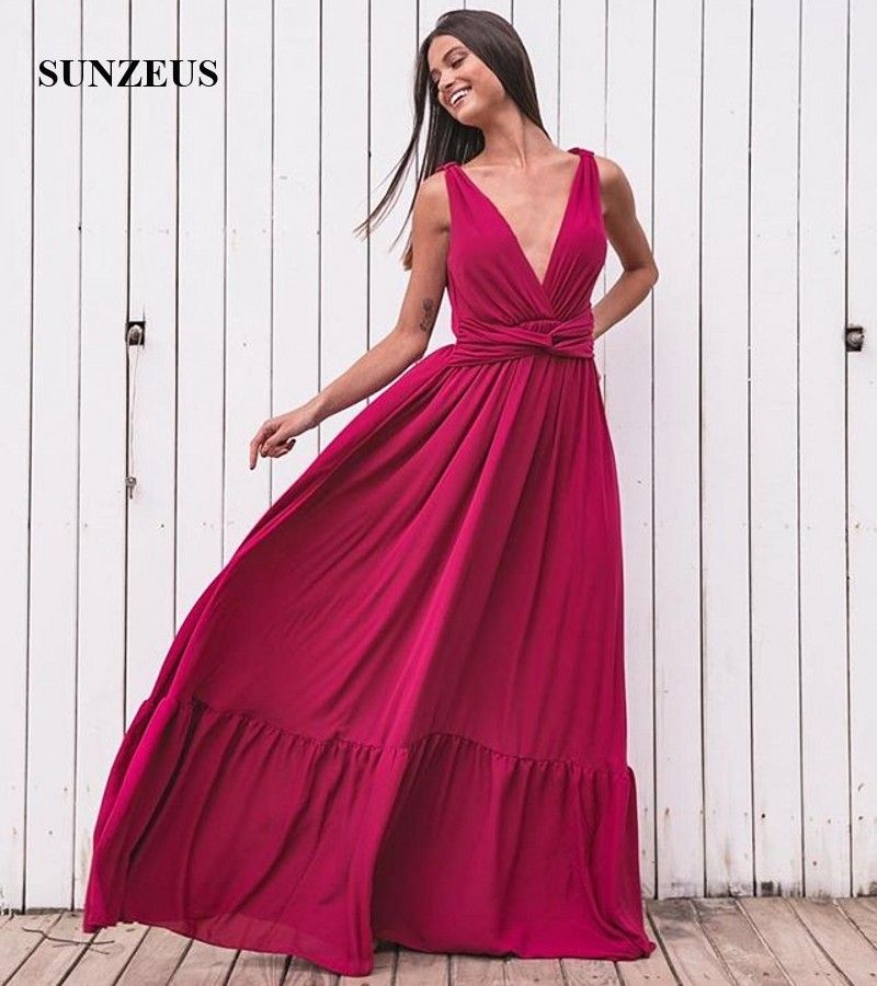 wine chiffon bridesmaid dresses