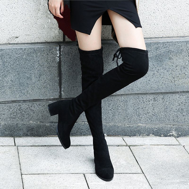 thigh high lace up boots no heel