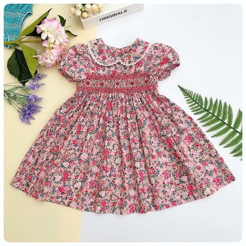 Primavera Verano 2019 Niñas Smocking Bordado Vestidos Estampados Florales Vestido De La Muñeca Para Los Niños Niña Princesa Smocked Vestidos De Fiesta Y190516 De 27,82 € DHgate