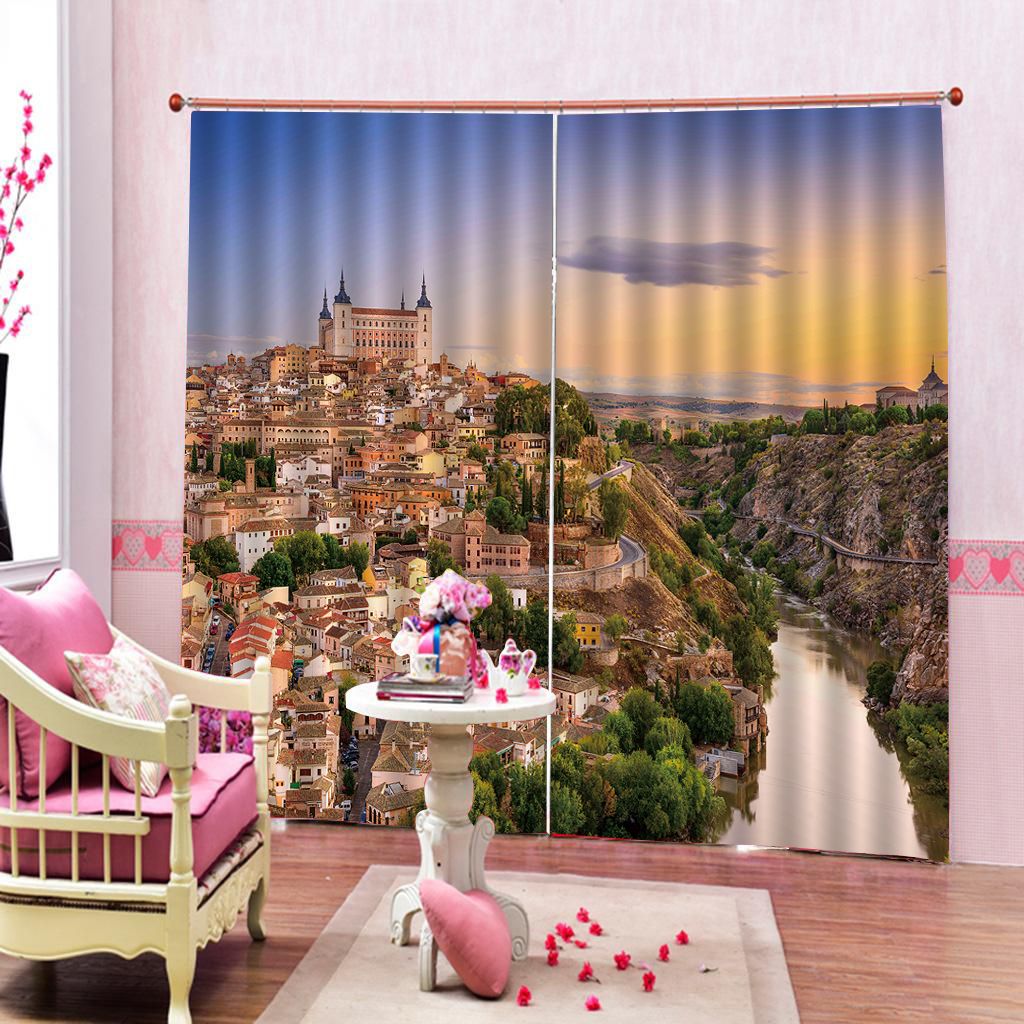 2019 Custom Any Size 3d Curtain Modern City Building Outside The