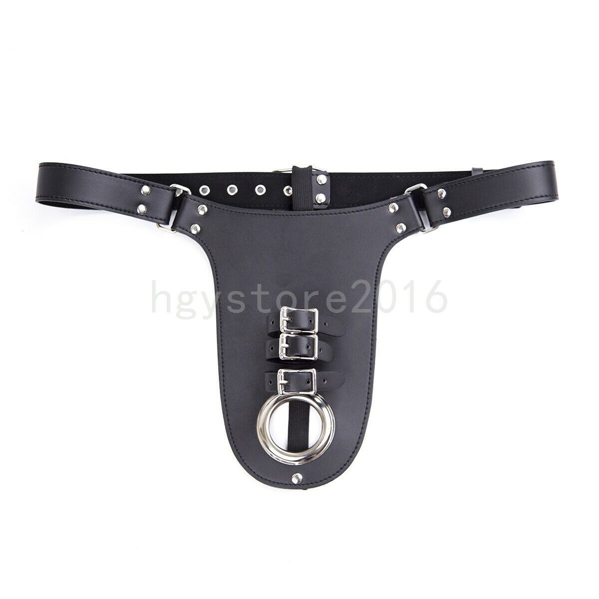 PU Leather Women's locking Chastity Belt restraints Adjustable Female Panty new