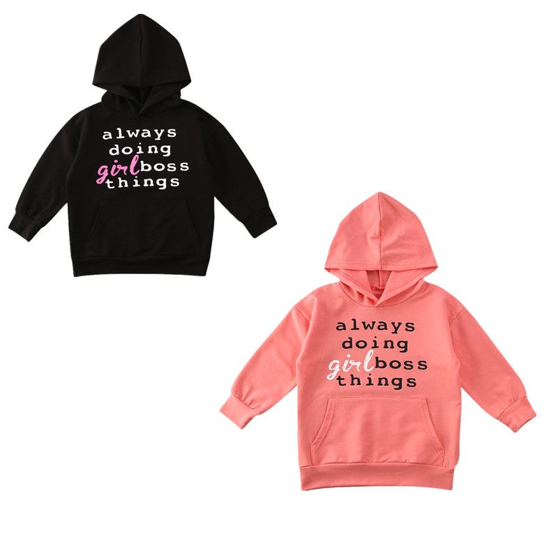 Toddler Kids Baby Girls Winter Hooded Letter Sweatshirts Pullover Dress Clothes