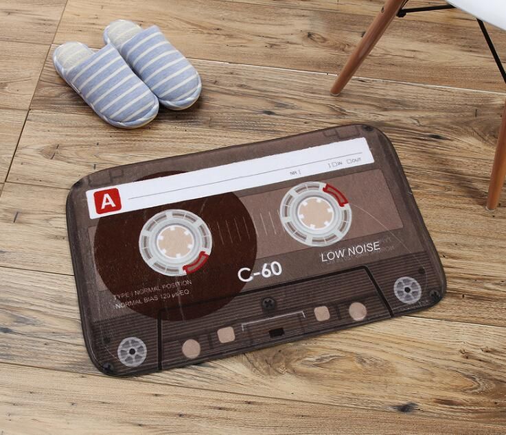 Vintage Tape Door Mat Anti Slip Coral Fleece Floor Carpet