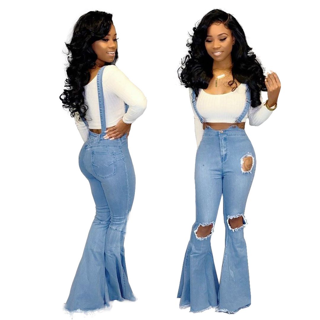 Fashion Denim Blue Flare Pants 