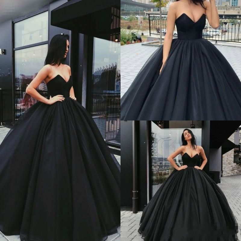 Black Evening Dresses Long Prom Dresses Party Wear Ball Gown Sweetheart ...