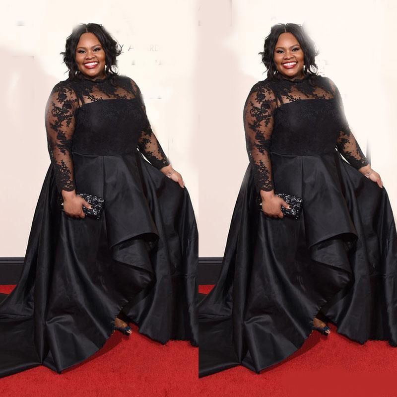 long black plus size formal dress