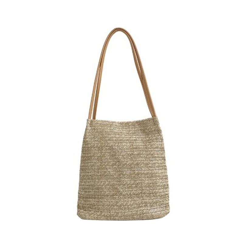 woven straw bucket bag