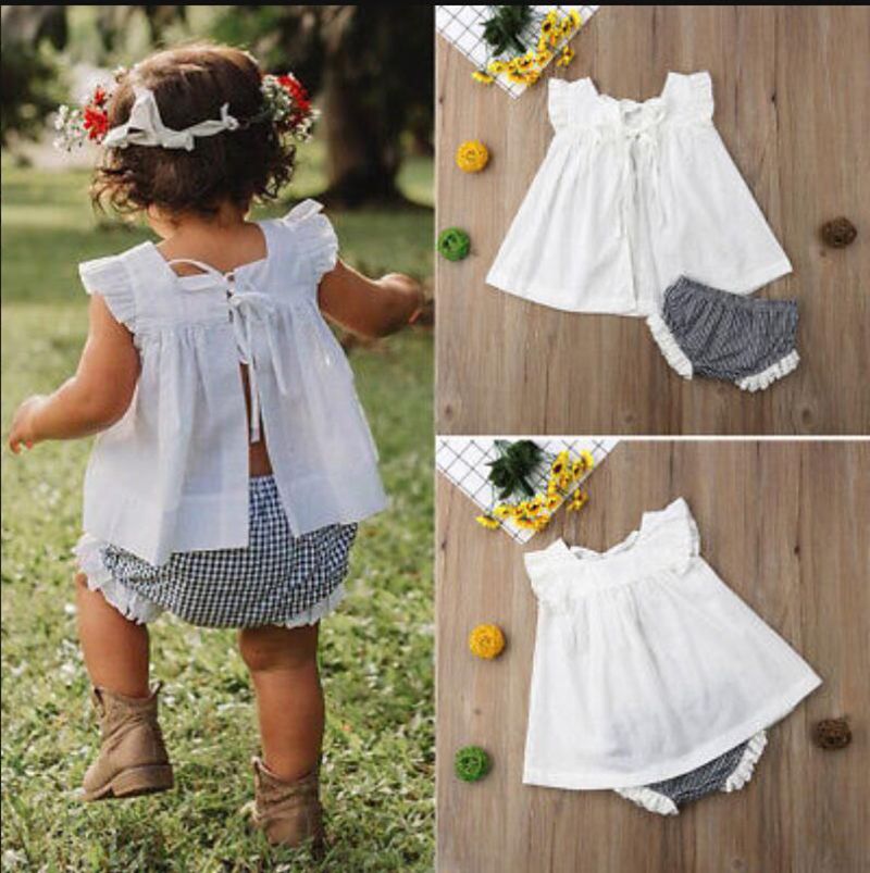 Acquistare Completi Bambine Completi Abbigliamento In 2 Pezzi Gonna Bianca  Pantaloncini Scozzesi Abito Bianco Vestito Estivo Bambina 0 2T Economico |  Consegna Veloce E Qualità | It.Dhgate