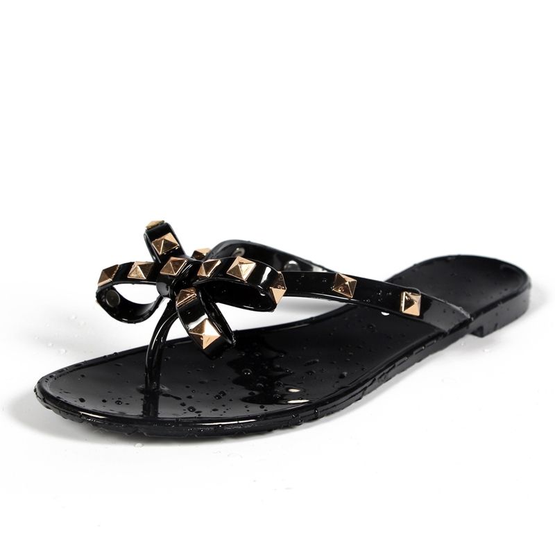 Womens Shoes 2019 Summer New Sandals and Slippers Flat with Bow Rivets Slippers Flip-Flops Garden Jelly Beach Sandals 