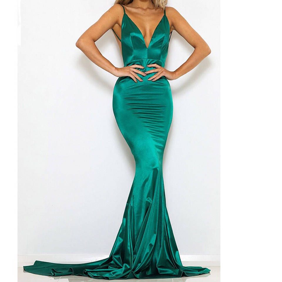 black girls prom dresses Gold Mermaid For Spaghetti Zipper Back Sweep Train Lace Formal Evening Dress fg5422 dress:plus-size 3cm error Women's Dusty Light Blue Size:See measurements