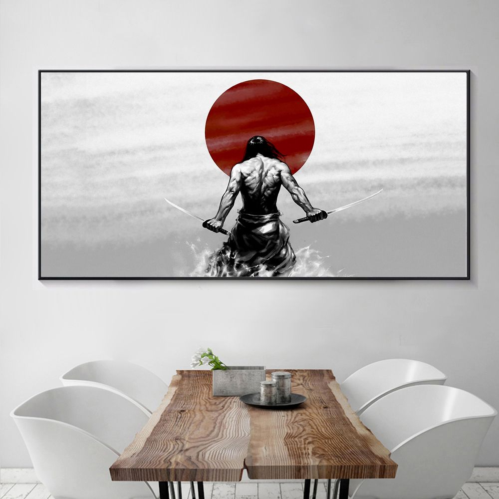 Nero Bianco Rosso Giapponese Samurai Warriors Ukiyo Pianting, Vintage  Astratta Giapponese Murale Poster Pittura Soggiorno Camera Da Letto Da 8,92  € DHgate