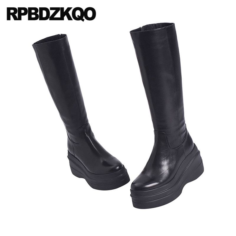 flatform knee high boots