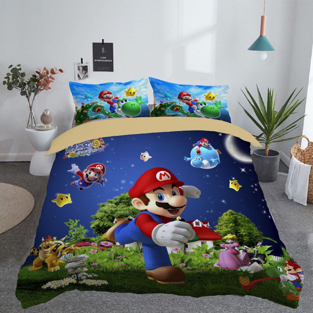 Night Mario Printed Bedding Set King Peace Duvet Cover 3d
