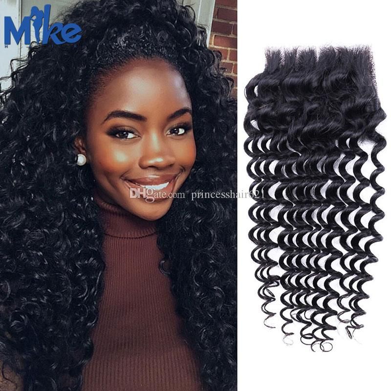 Mikehair Brazilian Deep Wave Curly Hair Pieces Lace Closure