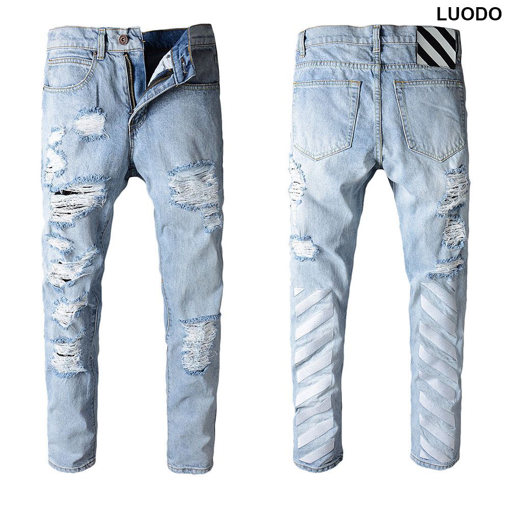 distressed light blue jeans