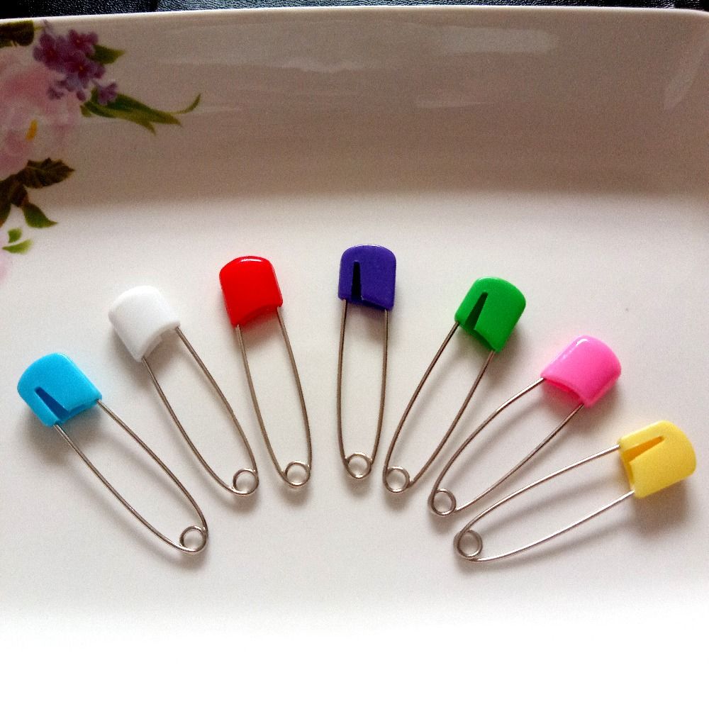 large colored safety pins