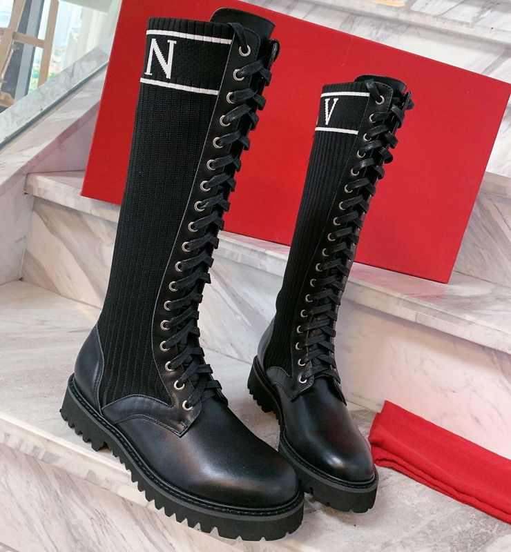 ladies flat black leather knee high boots