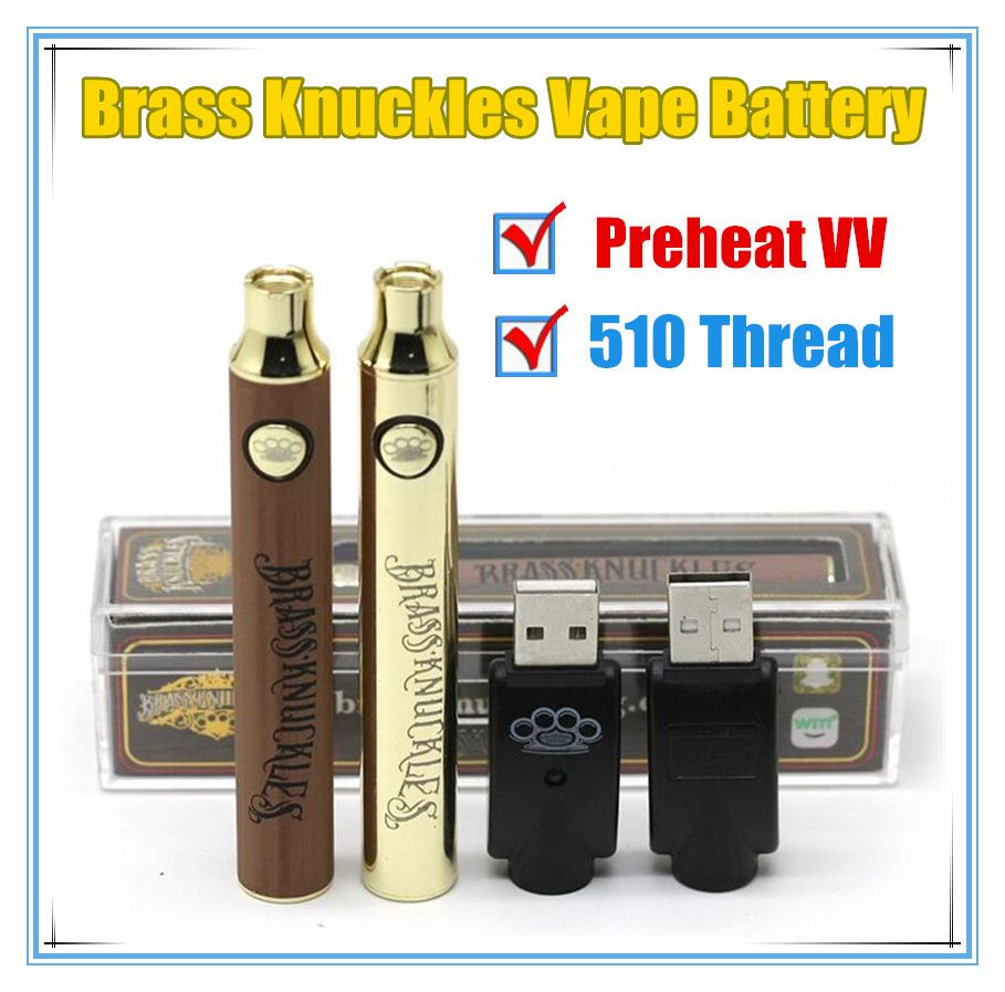 MOQ BK Brass Knuckles Adjustable Voltage Battery Vape Pen 650mAh 900mAh Batteries Gold Wooden