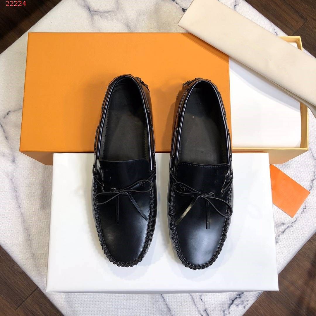 Mocasines de verano hombre Cuero genuino Pajarita cosida a Mocasines Mocasines transpirables