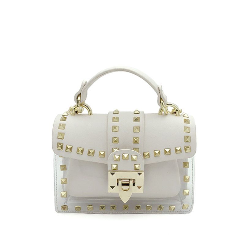 Handbags Women Bags Rivet Transparent Clear Bag White Clutch Purse Small Crossbody Bags For ...