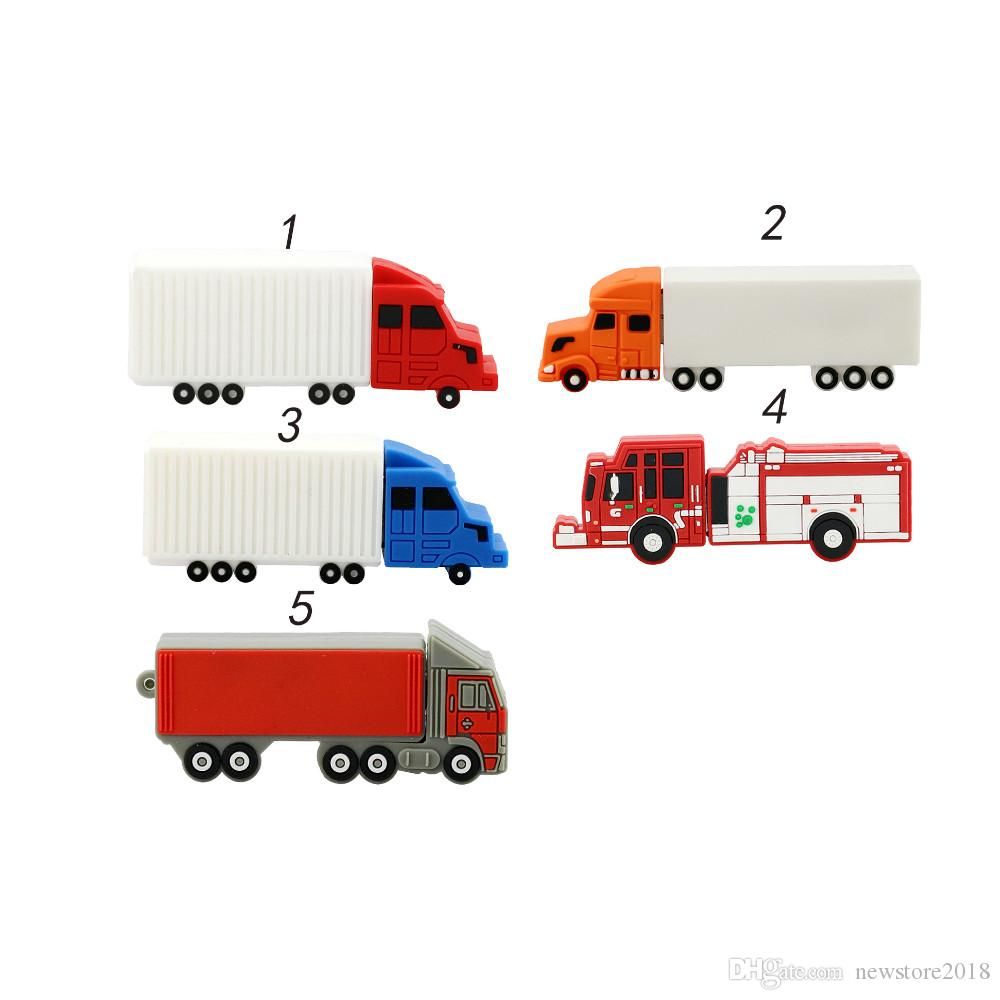 16GB 32GB Pendrive Fire Fighting Truck Model USB Flash Drive Memory Stick Thumb