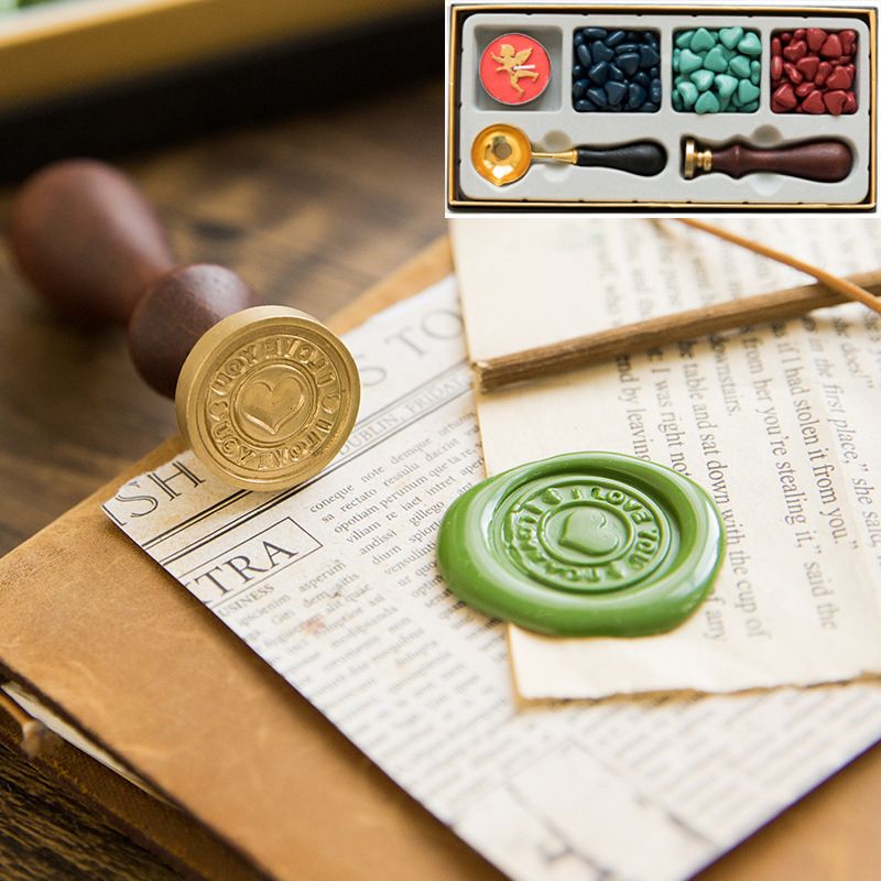 Retro Fire Painting Stamp Wax Seal Wood Handle fr Stamping Envelope Wedding Card 