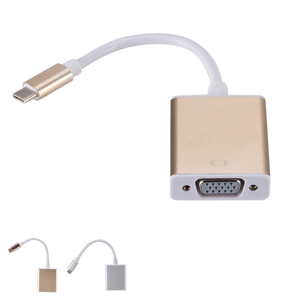 Dorado Togames Adaptador USB 3.1 Tipo C a Vga USB-C Macho a Vga Convertidor Hembra 1080P de Alta resolución Plug and Play